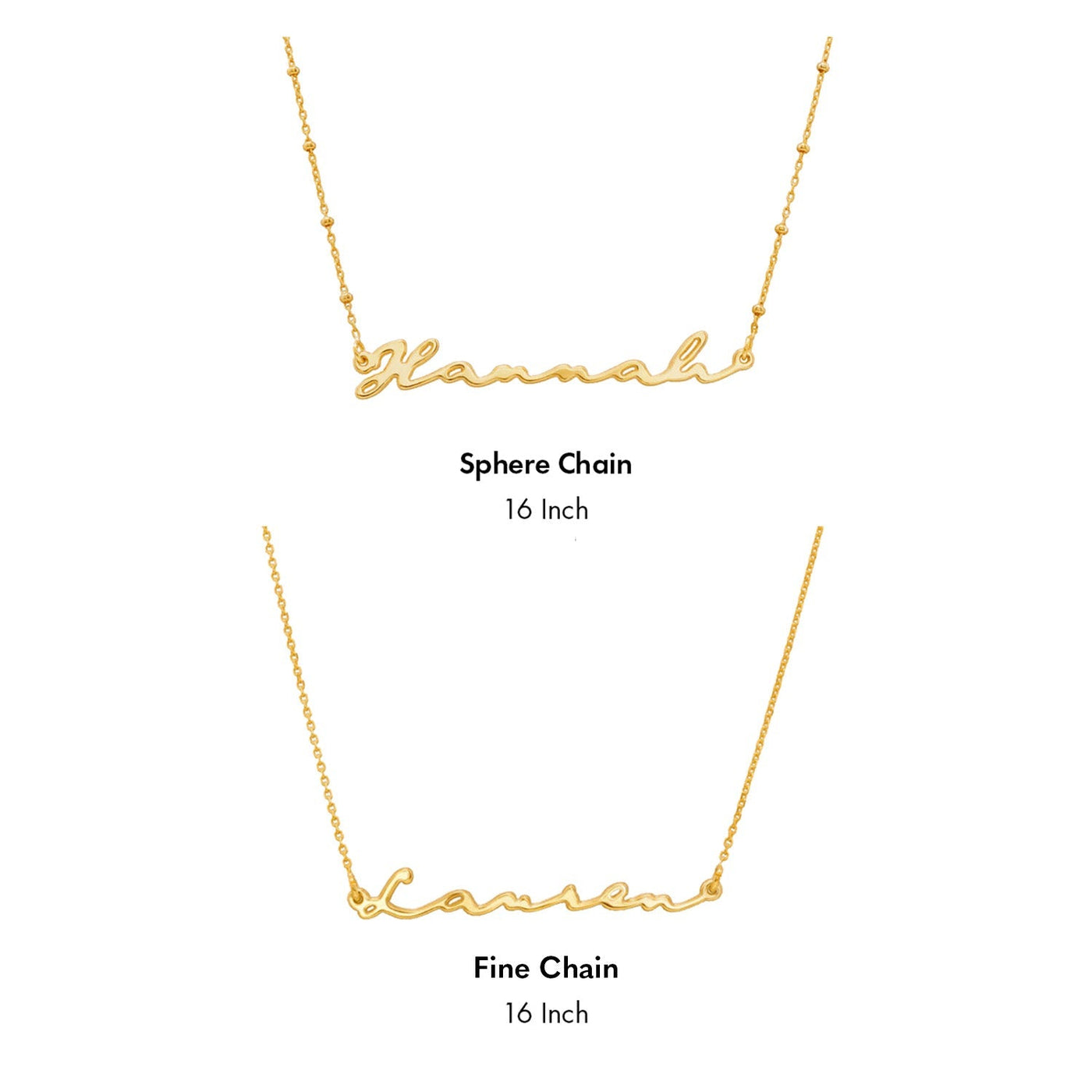 Sterling Silver Signature Name Necklace (Gold)
