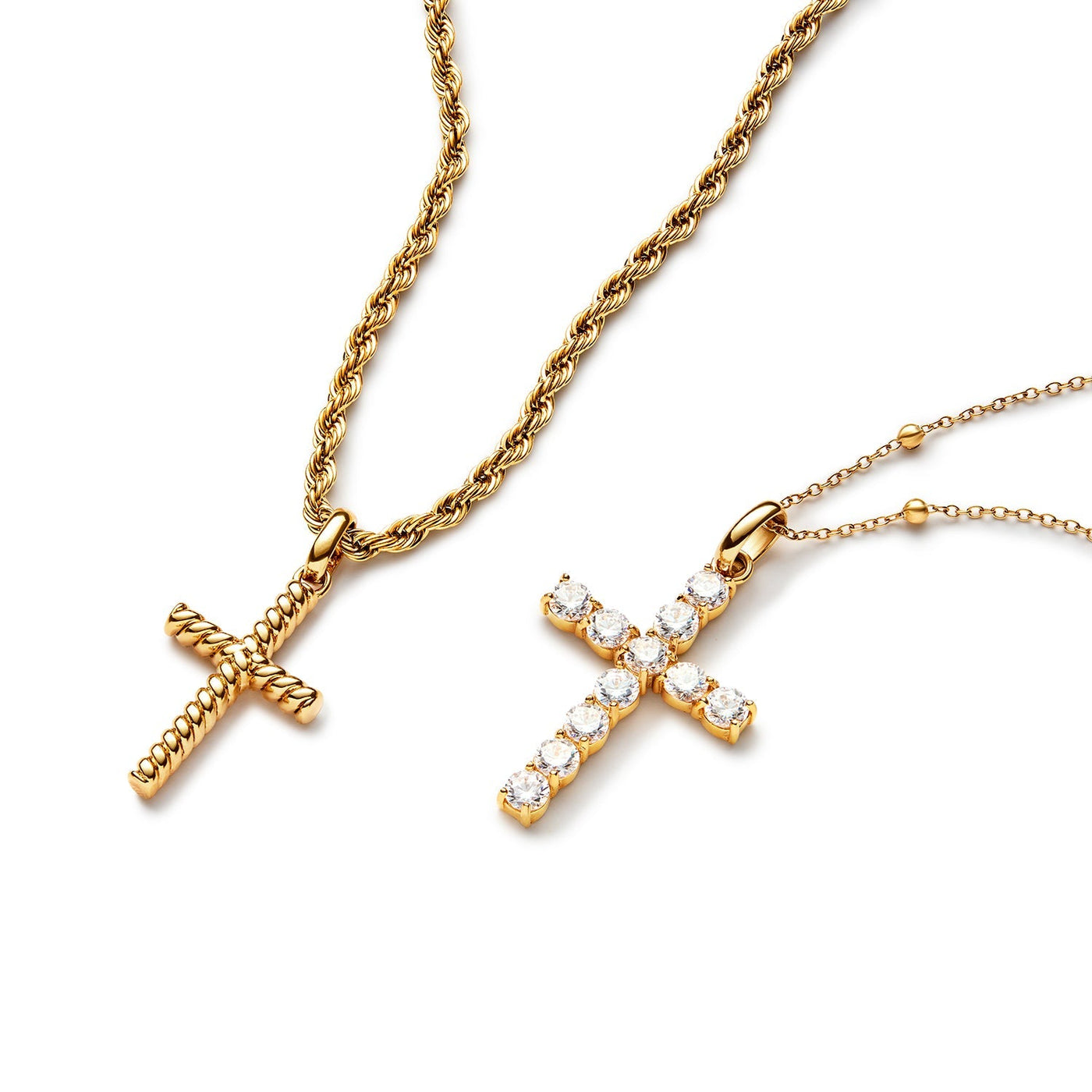 La Croix Crystal Cross Necklace (Gold)