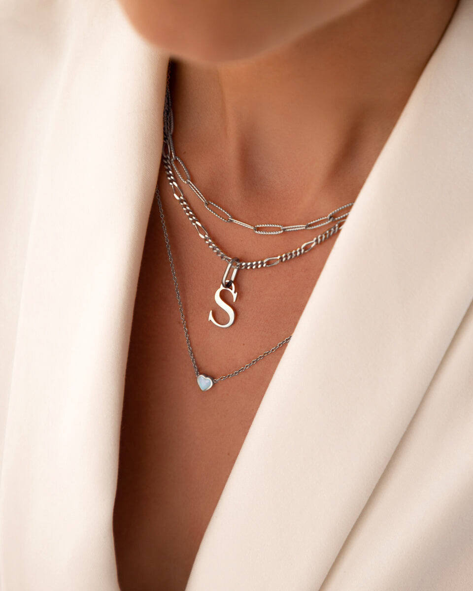 Blue Heart Necklace (Silver)