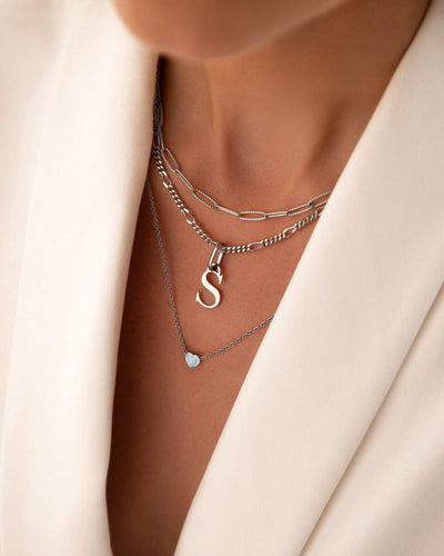 Blue Heart Necklace (Silver)