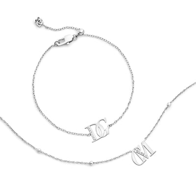 Double Initial Crystal Bracelet (Silver)
