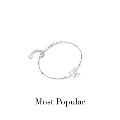 Double Initial Crystal Bracelet (Silver)
