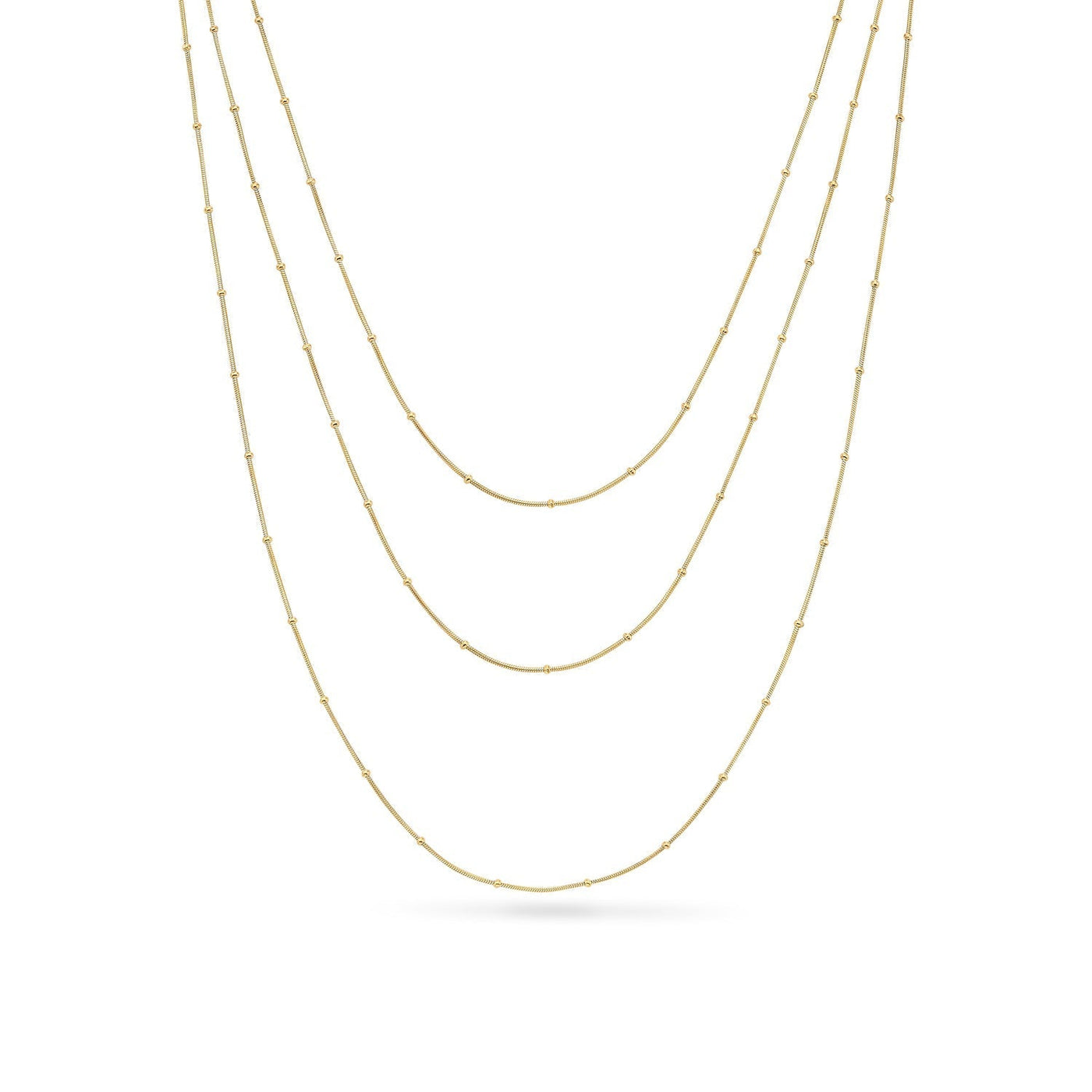 Fine Sphere Chain Layered Necklace Set (Gold)