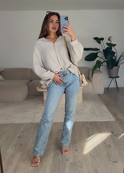 Musselin-Bluse Beige