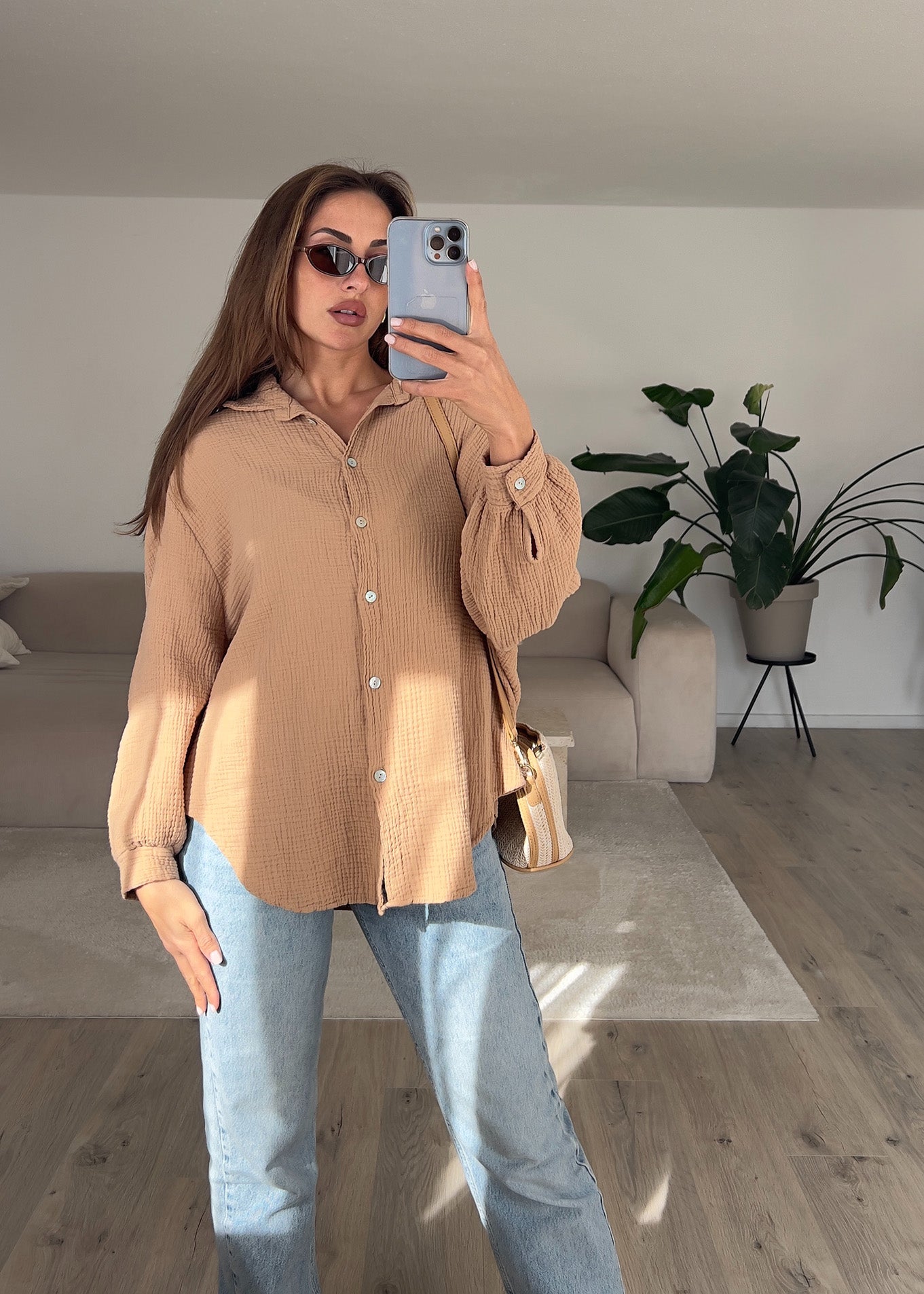 Musselin-Bluse Braun
