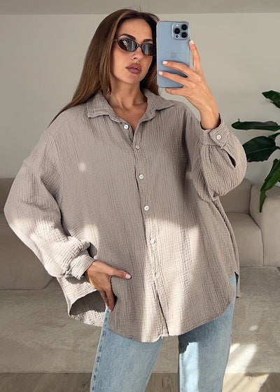 Musselin-Bluse Taupe