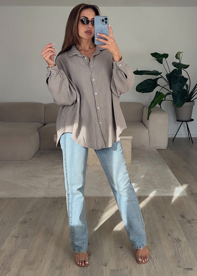 Musselin-Bluse Taupe