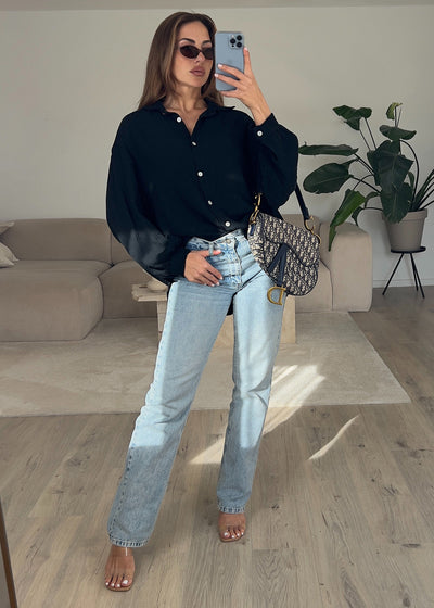 Musselin-Bluse Schwarz