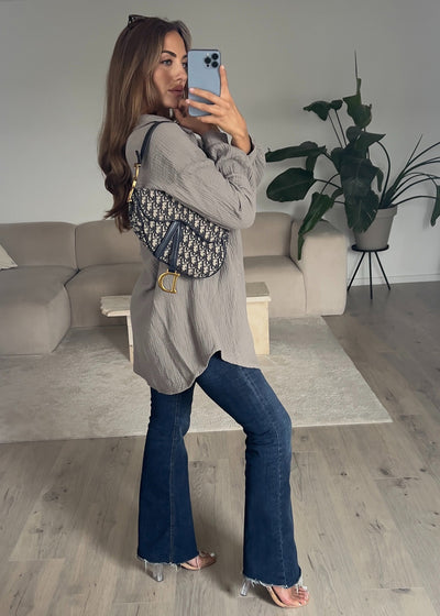 Lange Musselin-Bluse Taupe
