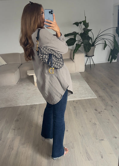 Lange Musselin-Bluse Taupe