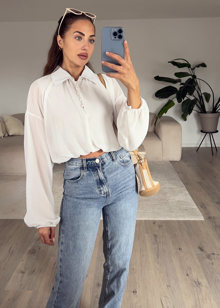 Hemdbluse Weiß
