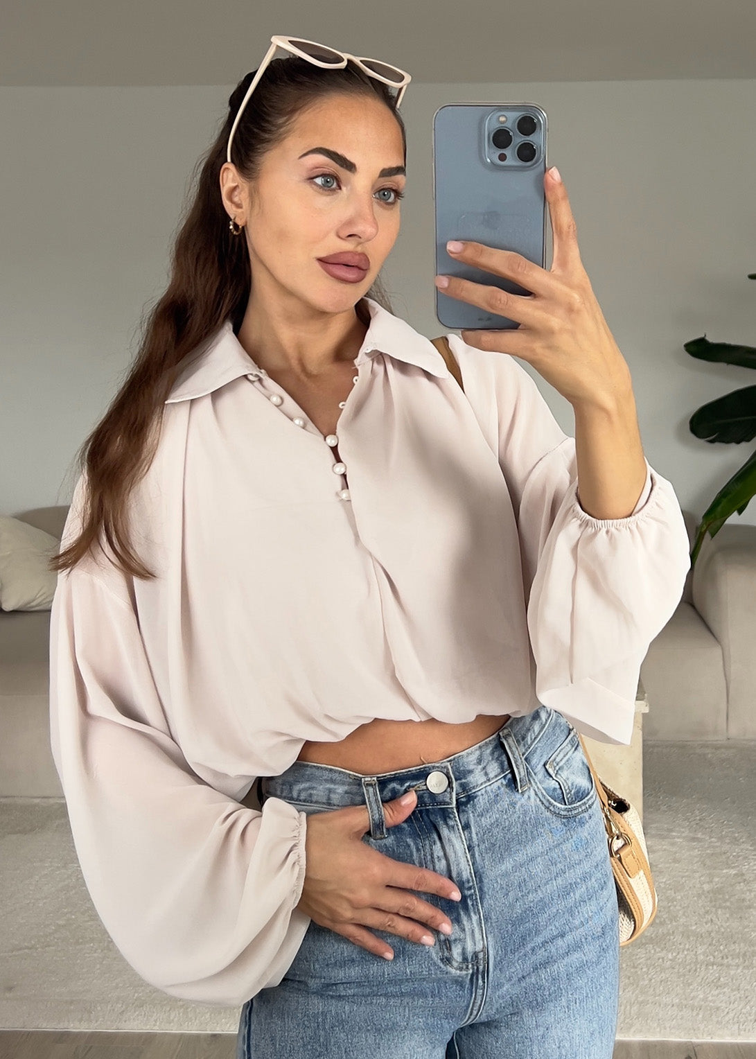 Hemdbluse Beige