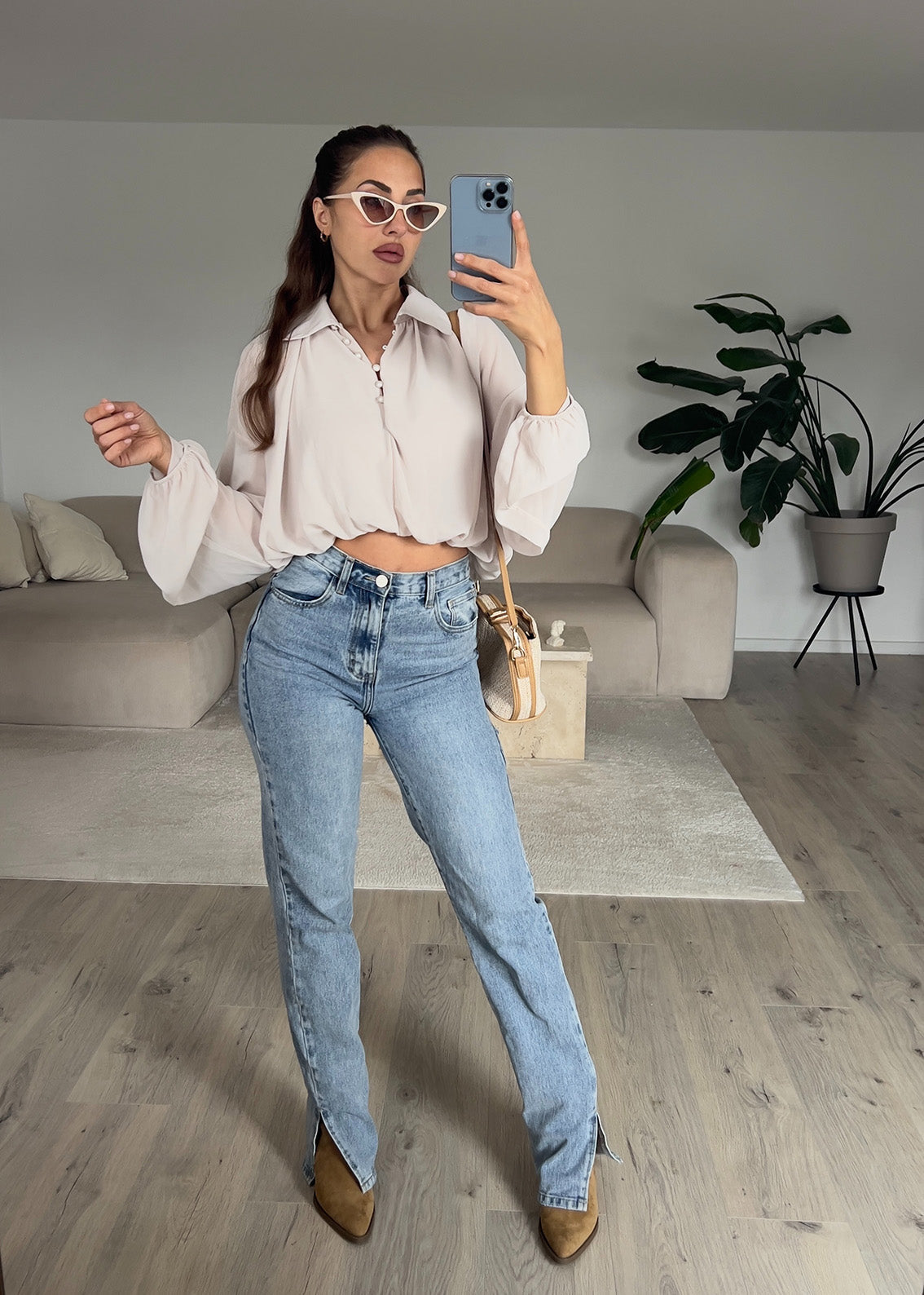Hemdbluse Beige