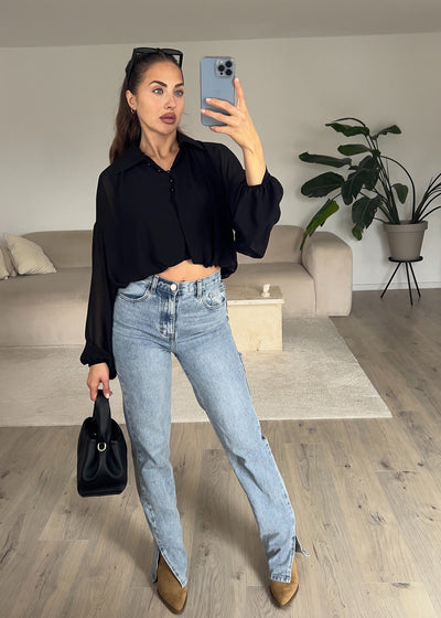 Hemdbluse Schwarz