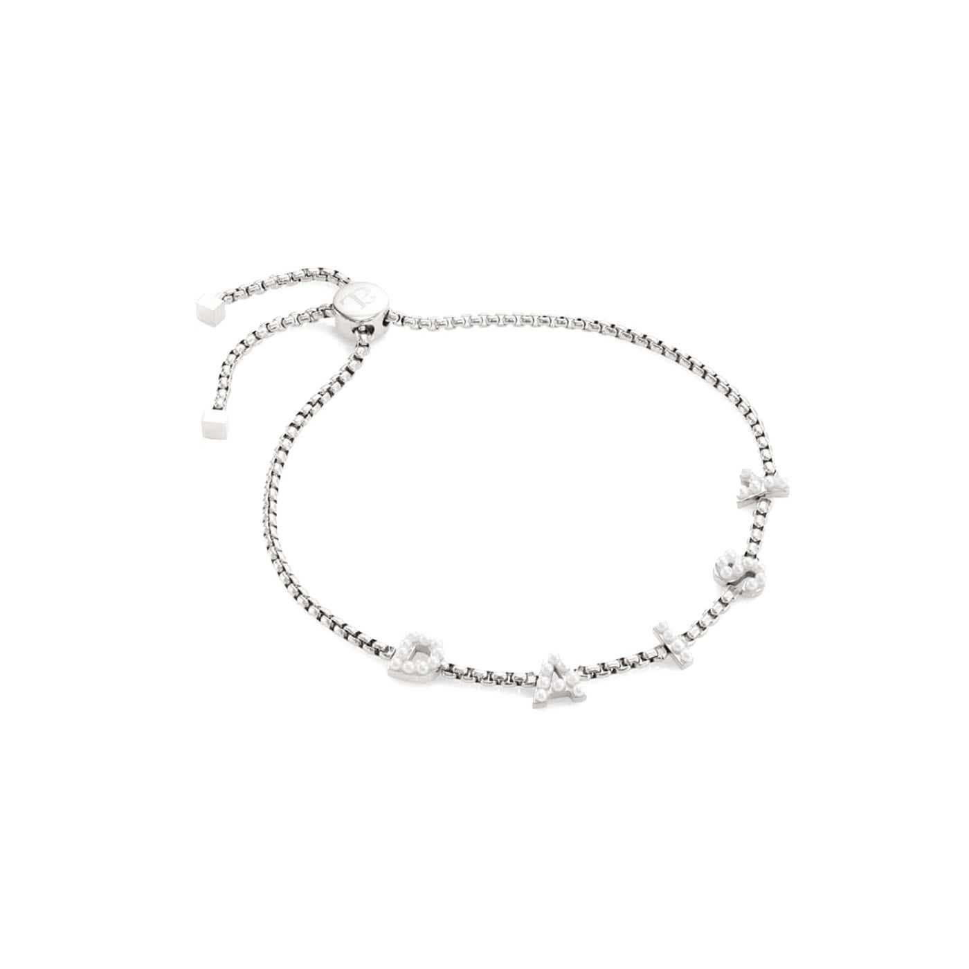 Pearl Custom Name Bracelet (Silver)