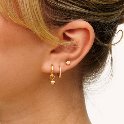 Lot de boucles d'oreilles cœur en fusion et topaze blanche (or)