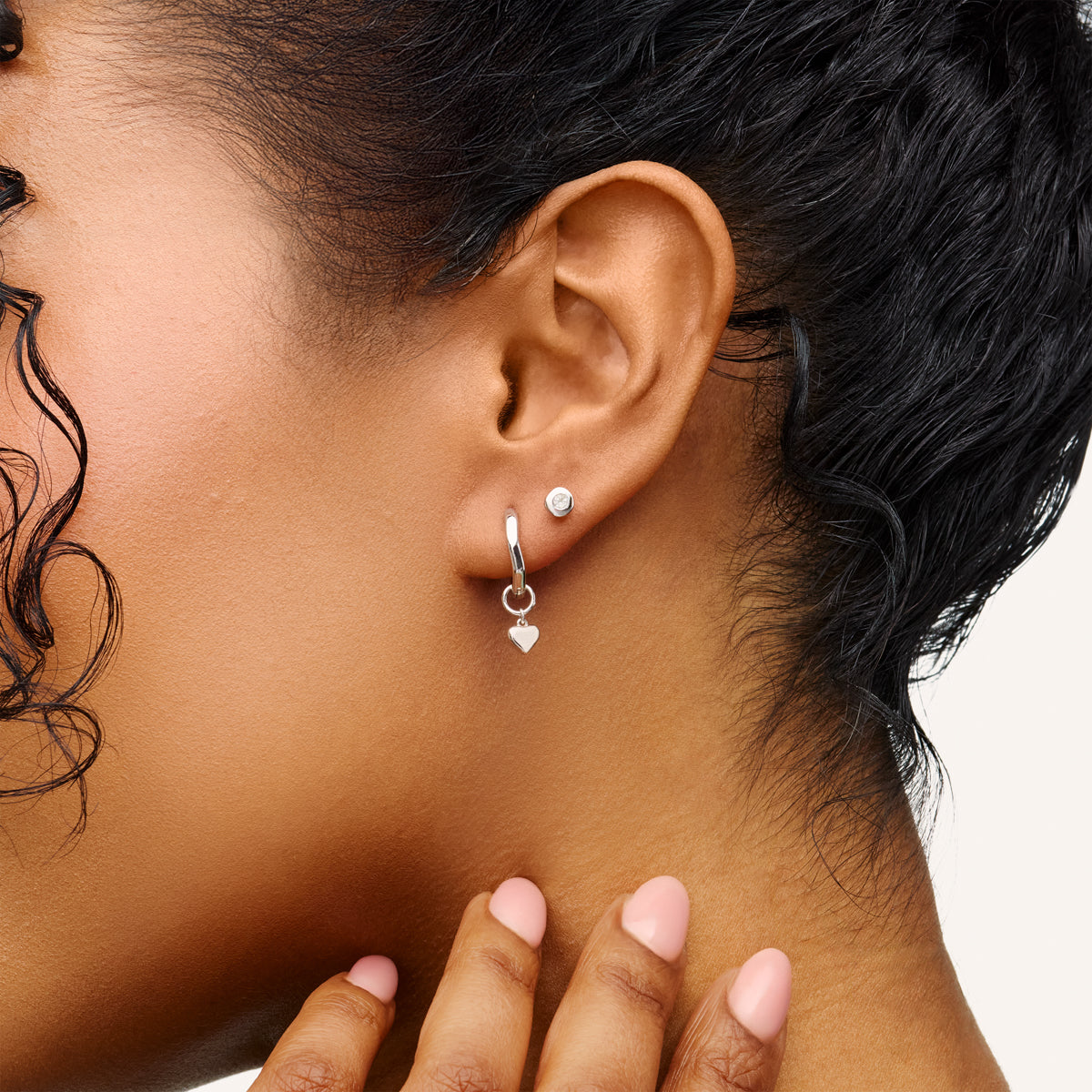 Fine Molten Heart & White Topaz Earring Bundle (Silver)