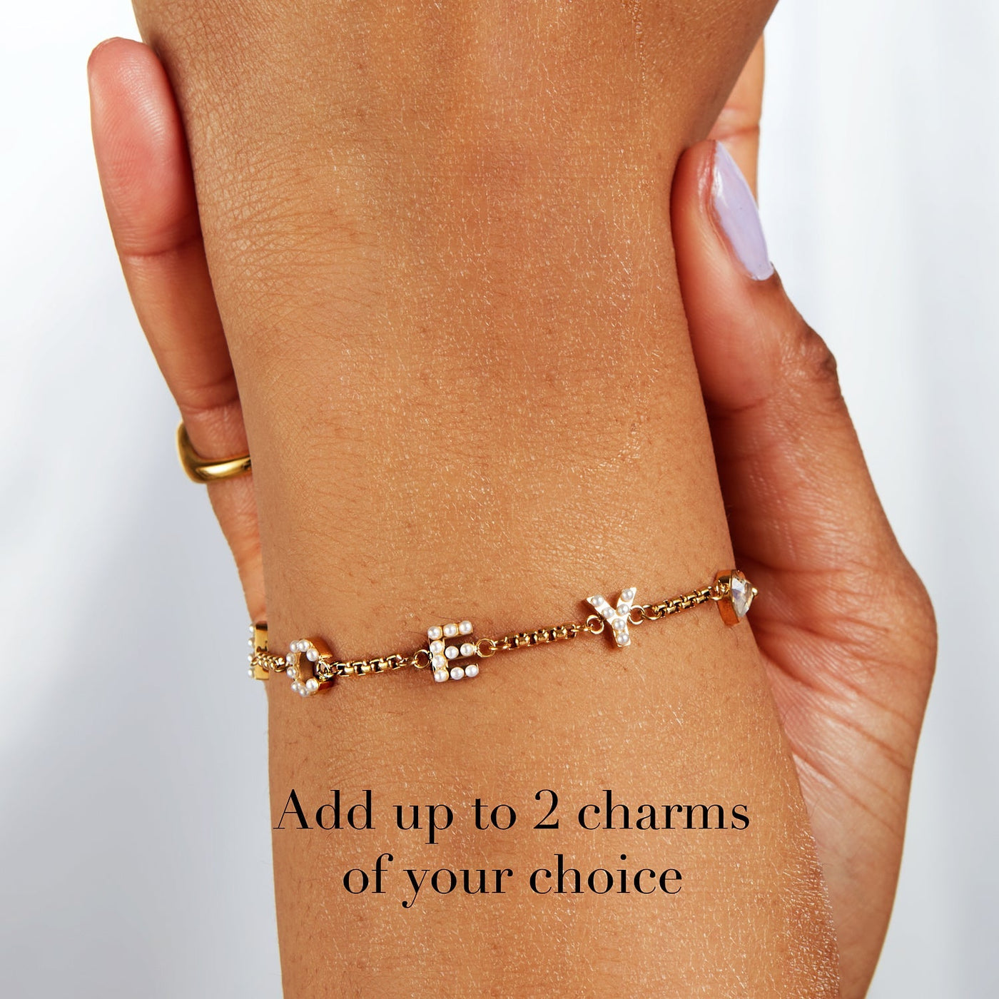 Pearl Custom Name Bracelet (Gold)