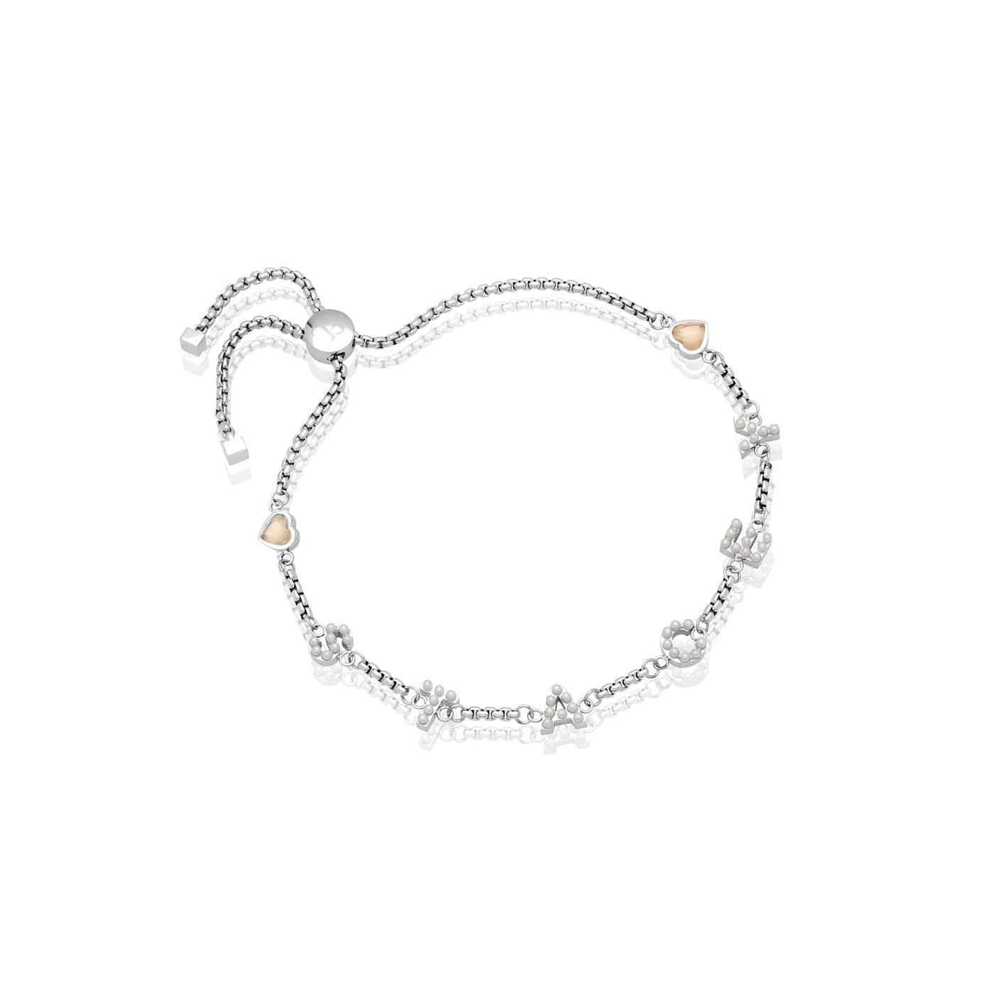 Pearl Custom Name Bracelet (Silver)