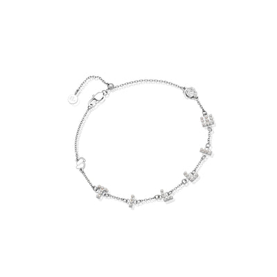 Pearl Custom Name Bracelet (Silver)