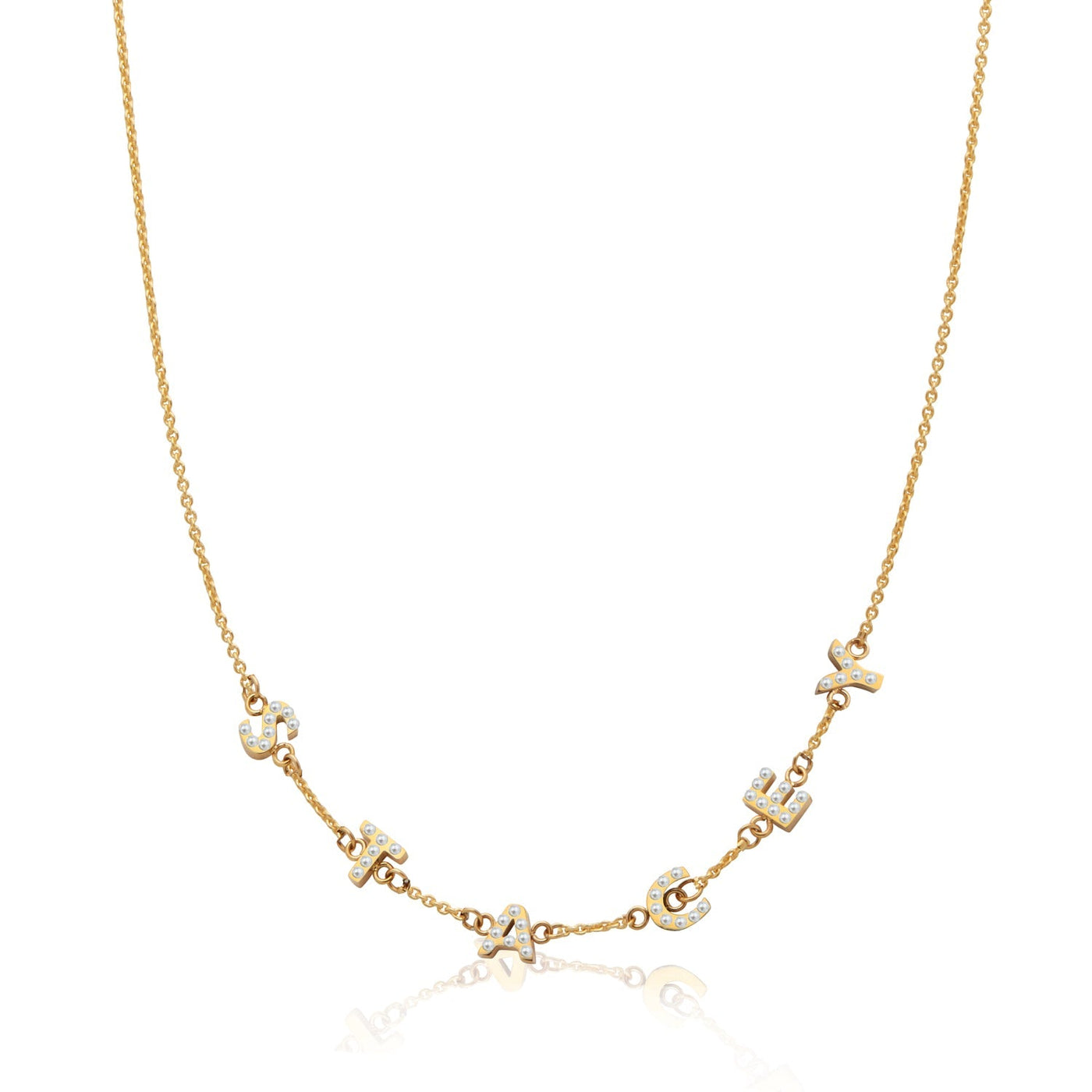 Pearl Custom Name Necklace (Gold)