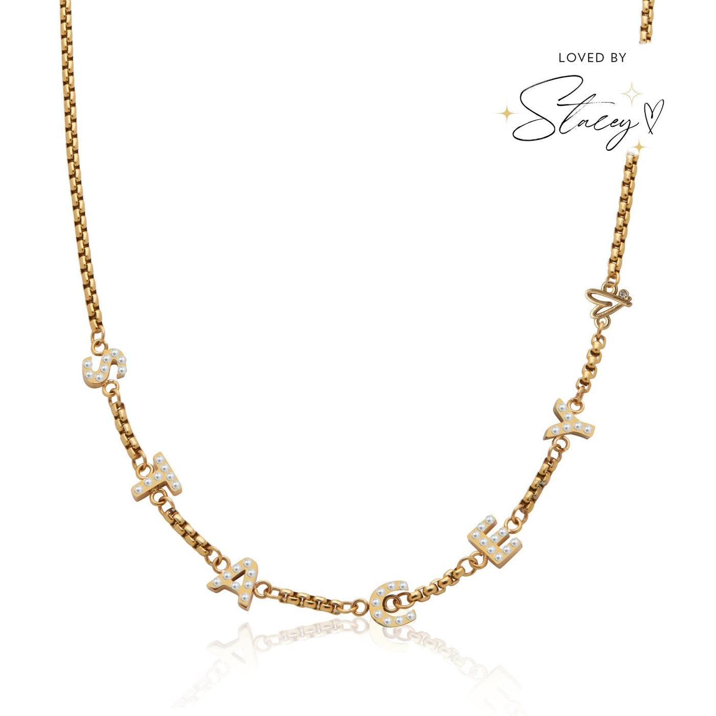 Pearl Custom Name Necklace (Gold)