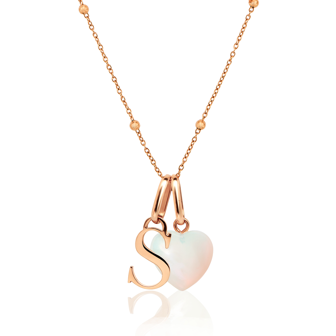 Personalised Initial & Birthstone Necklace (Rose Gold)