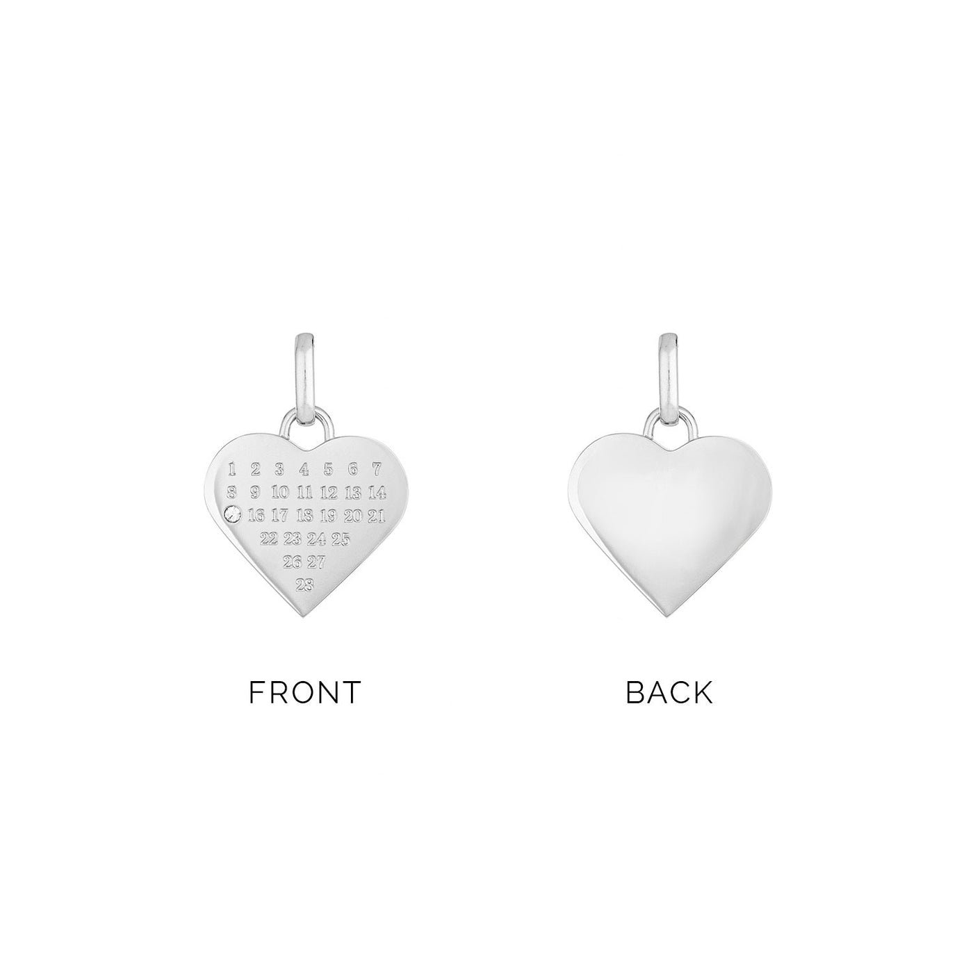Custom Heart Calendar Necklace (Silver)