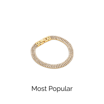 Trinity Crystal Tennis Chain Bracelet (Gold)