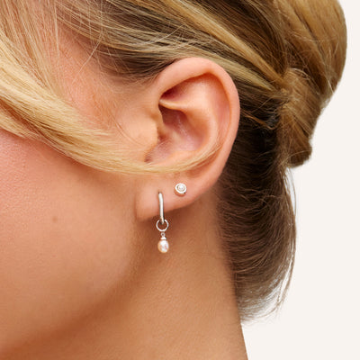 Fine Organic Pearl Earrings Set (Silver)