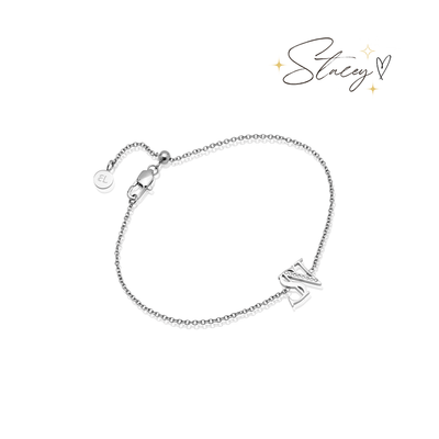 Double Initial Crystal Bracelet (Silver)