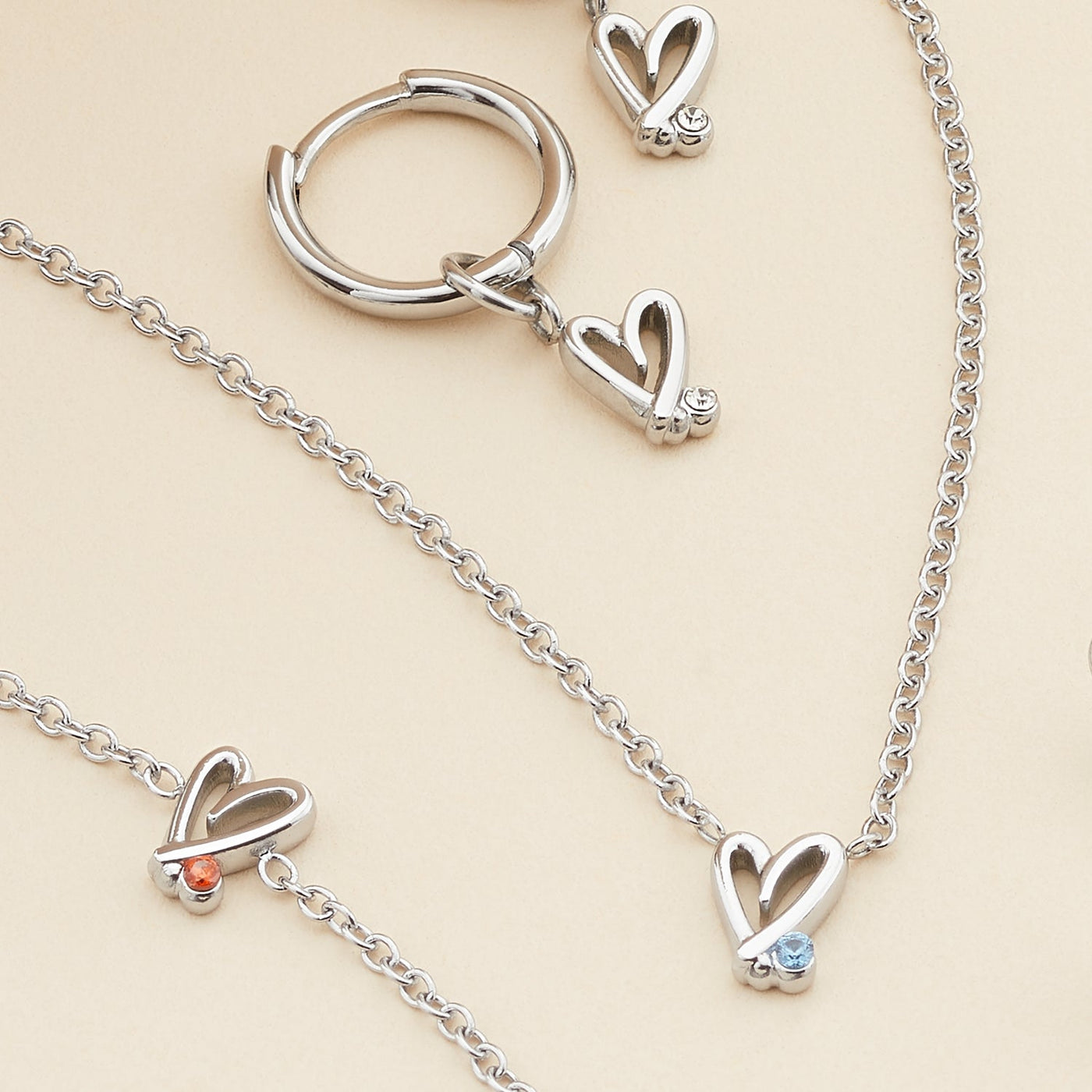 Stacey's Stories Doodle Heart Huggie Hoops (Silver)