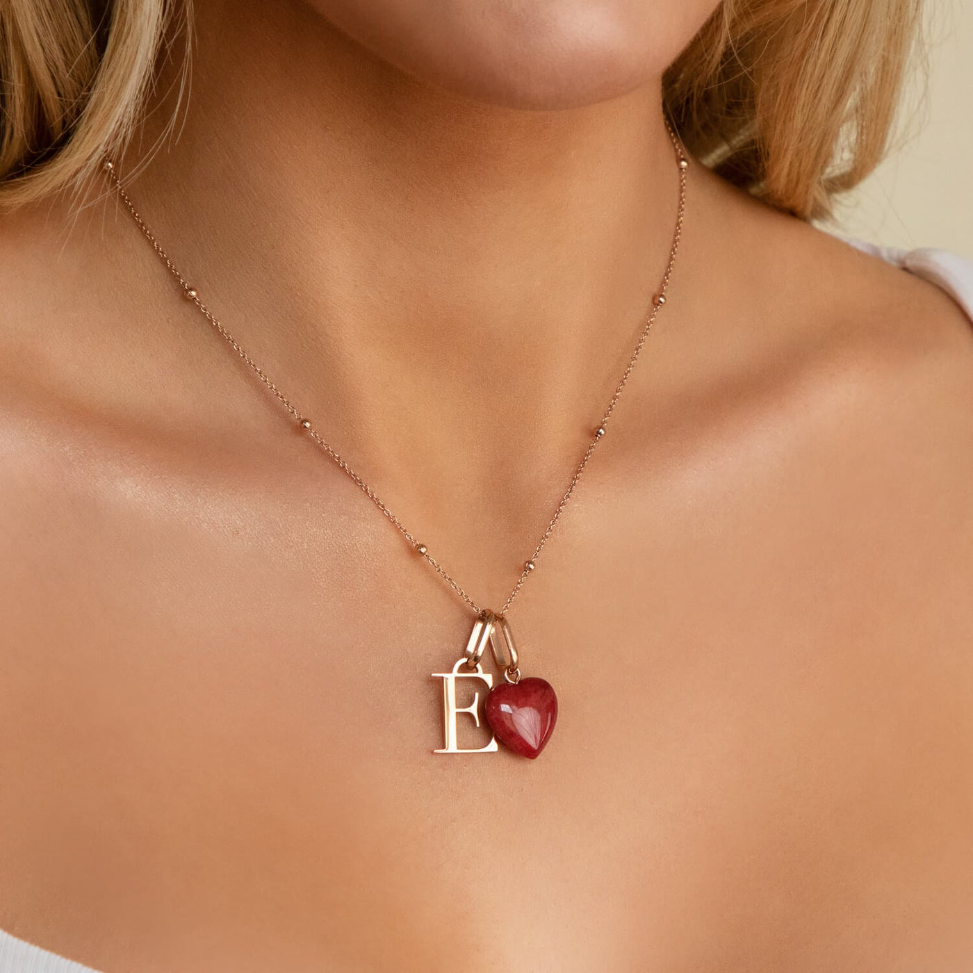 Personalised Initial & Birthstone Necklace (Rose Gold)