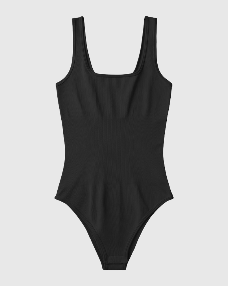 Gerippter Body mit quadratischem Ausschnitt