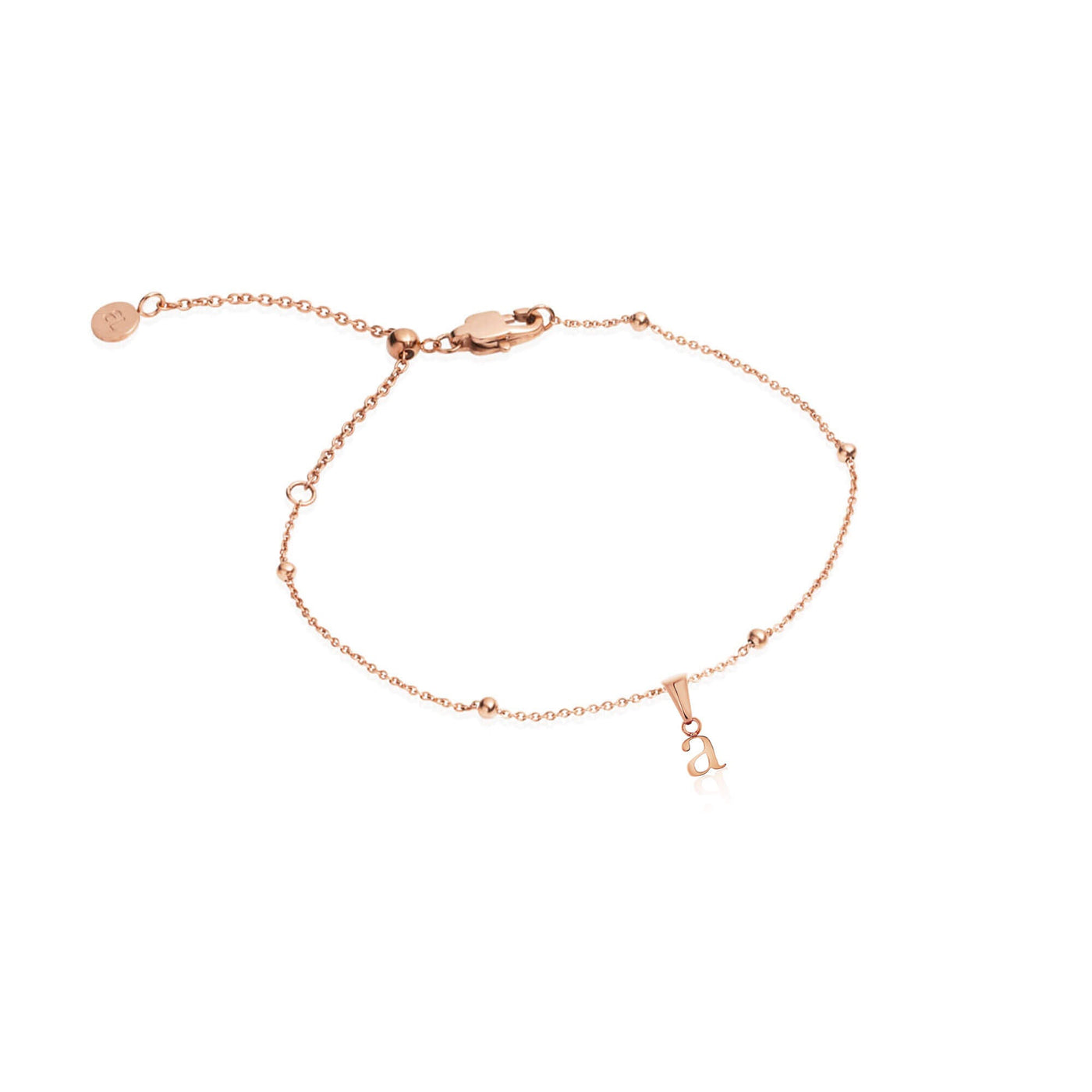 Lowercase Initial Sphere Chain Bracelet (Rose Gold)