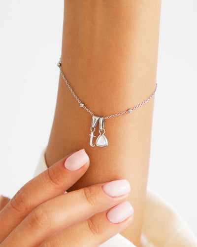 Lowercase Initial Sphere Chain Bracelet (Silver)