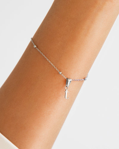 Lowercase Initial Sphere Chain Bracelet (Silver)