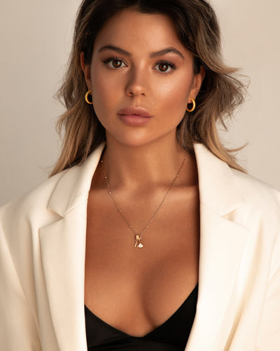 Lowercase Initial Sphere Chain Necklace (Rose Gold)