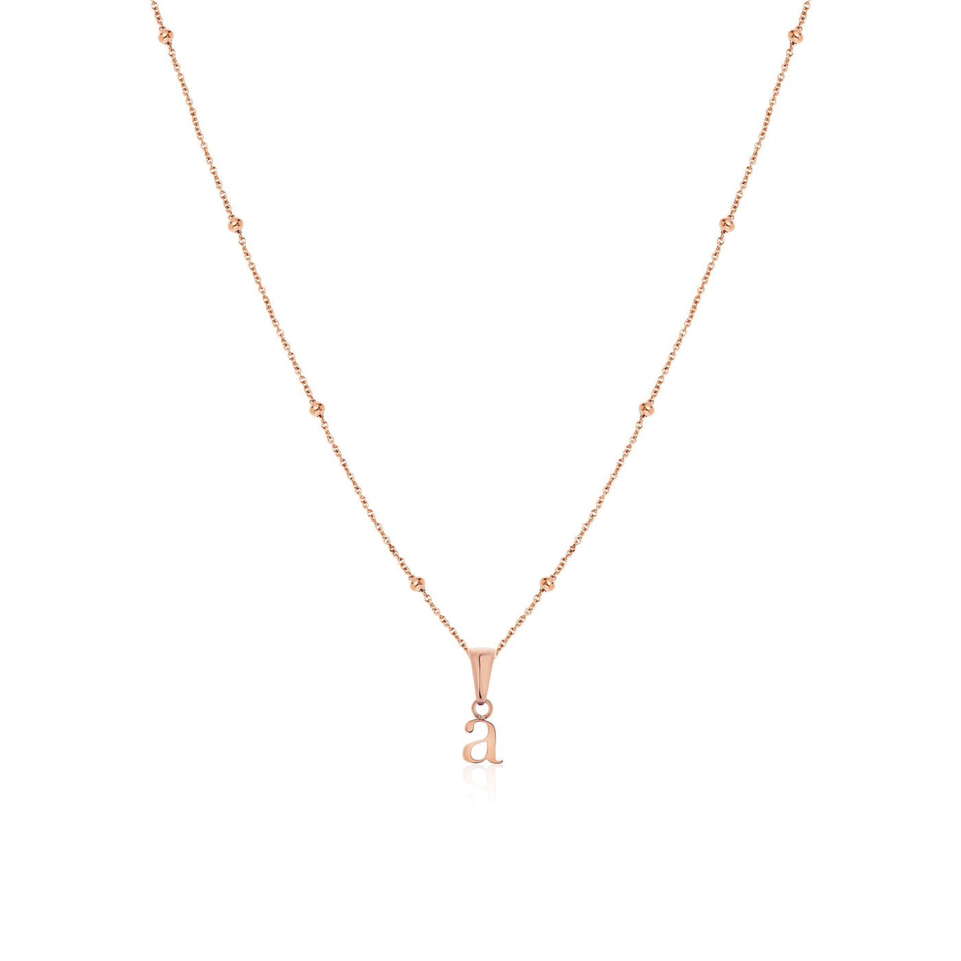 Lowercase Initial Sphere Chain Necklace (Rose Gold)