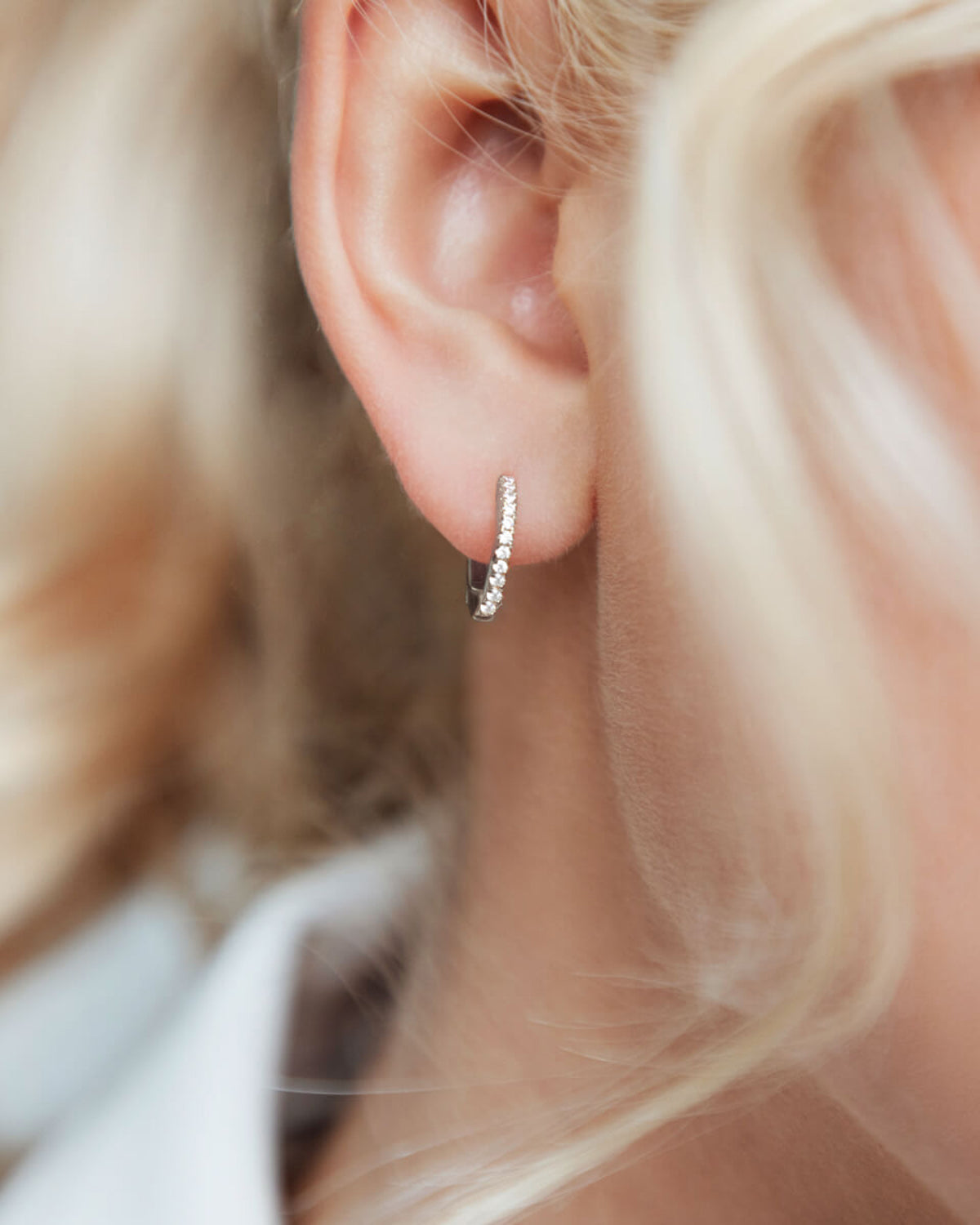 Moon and Back Moon Huggie Earring Set (Silver)