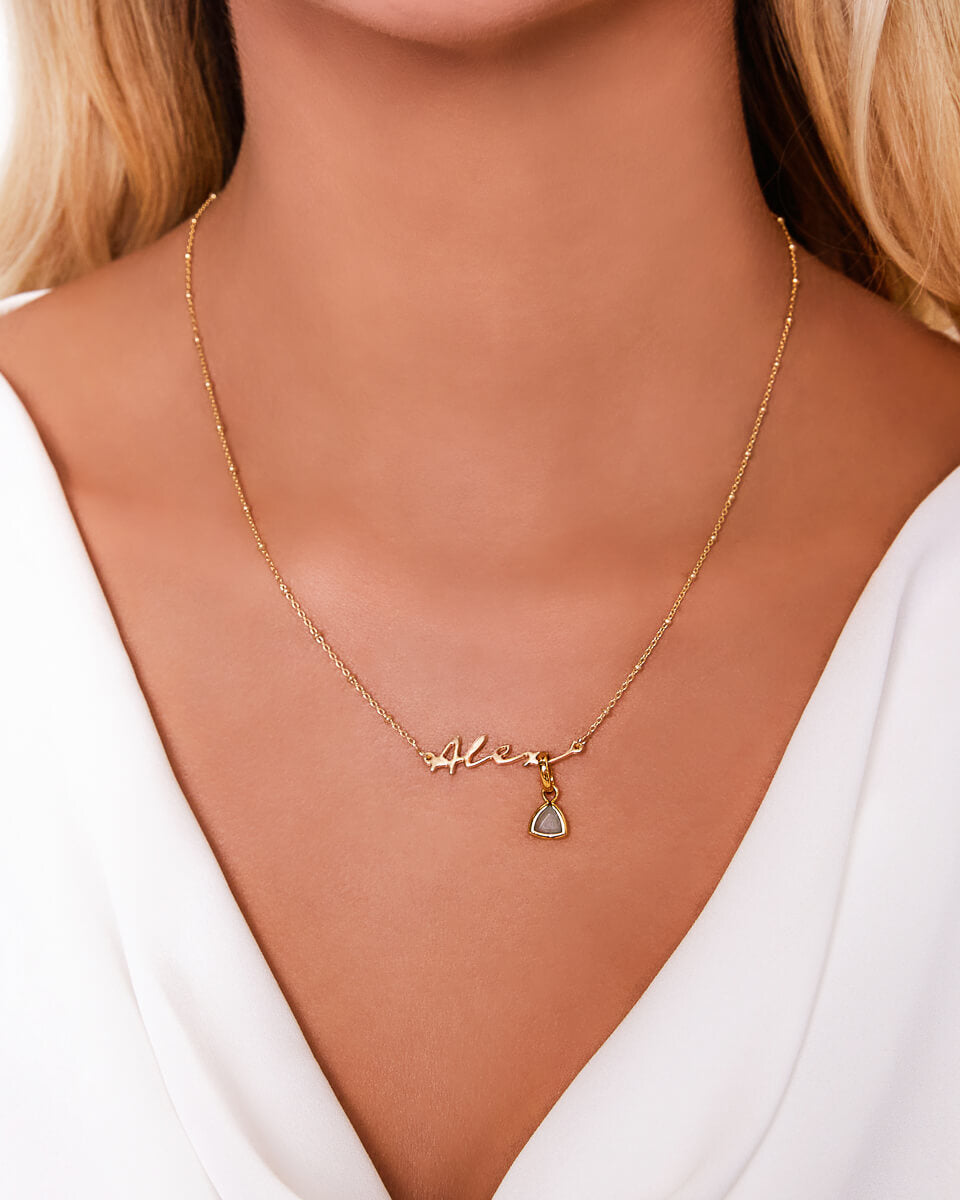 Sterling Silver Signature Name Necklace (Gold)