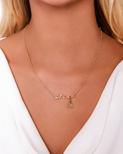 Sterling Silver Signature Name Necklace (Gold)