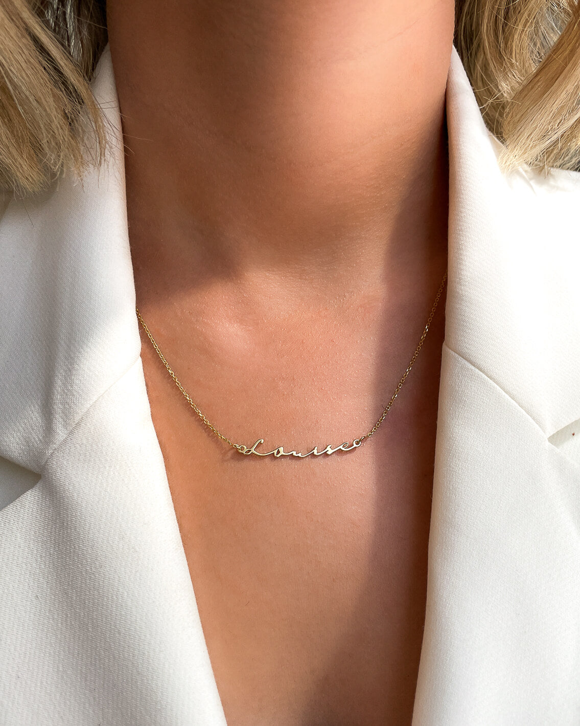 Sterling Silver Signature Name Necklace (Gold)