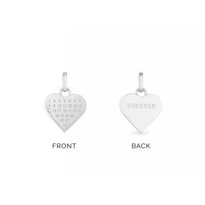 Custom Heart Calendar Necklace (Silver)